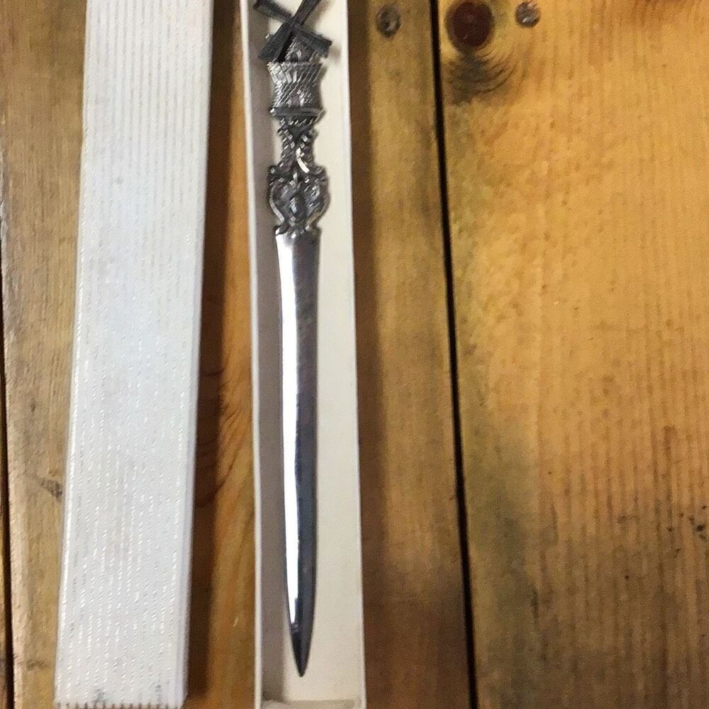 Large silver windmill letter opener, working windmill Dutch 90
